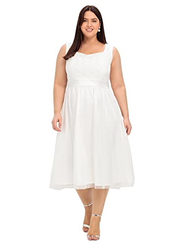 Sheego Damen Große Größen Abendkleid mit Stickerei Abendkleid Abendmode elegant eckiger Ausschnitt Stickerei unifarben von Sheego