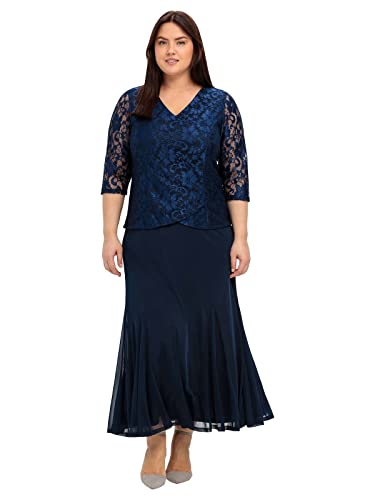 Sheego Damen Große Größen Abendkleid mit floraler Spitze Abendmode elegant V-Ausschnitt Spitze von Sheego