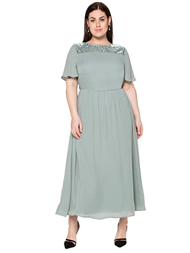 Sheego Damen Große Größen Abendkleid mit schimmernden Pailletten Abendkleid Abendmode elegant Rundhals-Ausschnitt Pailletten unifarben von Sheego