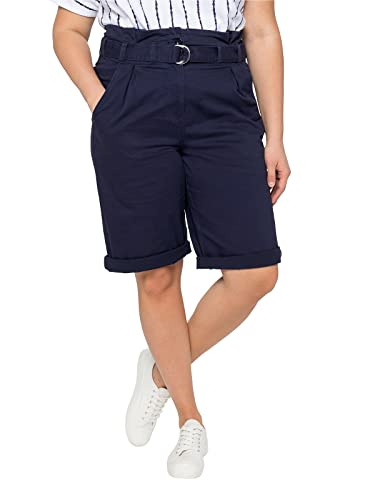 Sheego Damen Große Größen Bermudas aus elastischem Twill im Paperbag-Stil Bermudas Freizeitmode trendig - unifarben von Sheego