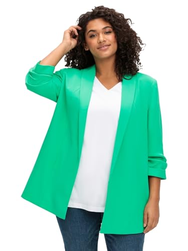 Sheego Damen Große Größen Blazer mit Schalkragen und gerafftem 3/4-Arm Longblazer Citywear feminin - unifarben von Sheego