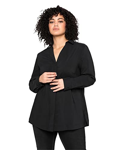 Sheego Damen Große Größen Bluse in A-Linie mit verdeckter Knopfleiste Langarmbluse Businessmode klassisch - unifarben von Sheego