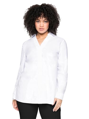 Sheego Damen Große Größen Bluse in A-Linie mit verdeckter Knopfleiste Langarmbluse Businessmode klassisch - unifarben von Sheego