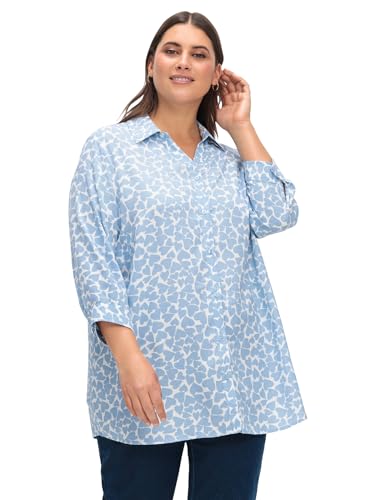 Sheego Damen Große Größen Bluse mit Herz-Alloverprint und 3/4-Ärmeln Druckbluse Citywear feminin - Gemustert von Sheego