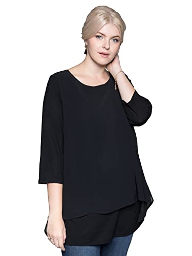 Sheego Damen Große Größen Blusenshirt in Leichter A-Linie mit Zipfelsaum Businessmode klassisch Rundhals-Ausschnitt - Sheego Damen Große Größen Blusenshirt in Leichter A-Linie mit Zipfelsaum Businessmode klassisch Rundhals-Ausschnitt - von Sheego