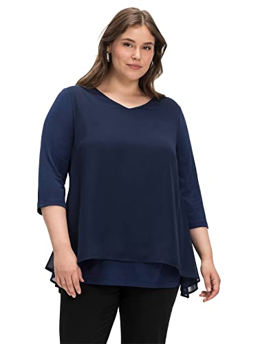 Sheego Damen Große Größen Blusenshirt mit Chiffon-Oberteil Partymode elegant V-Ausschnitt - von Sheego