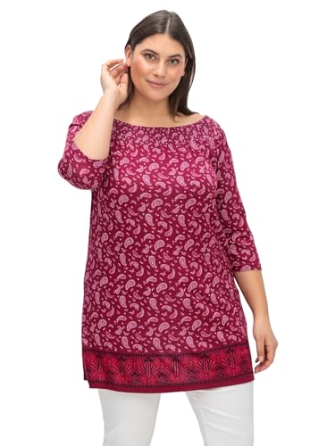 Sheego Damen Große Größen Carmenshirt mit Paisleyprint und Bordürendruck 3/4-Arm-Shirt Citywear feminin Carmen-Ausschnitt - Gemustert von Sheego