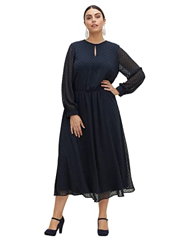 Sheego Damen Große Größen Chiffonkleid aus Chiffon, mit blickdichtem Unterkleid Abendkleid Abendmode elegant Rundhals-Ausschnitt Spitze unifarben von Sheego