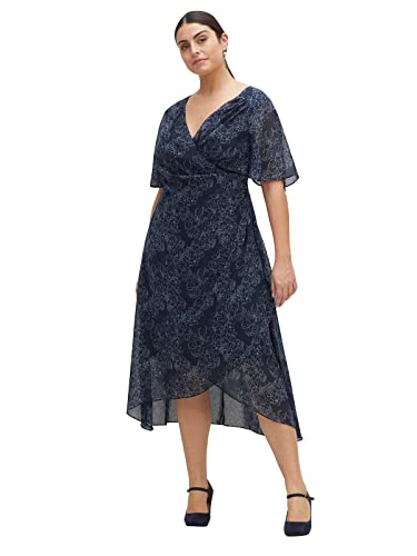 Sheego Damen Große Größen Chiffonkleid in Wickeloptik, Blickdicht gefüttert Chiffonkleid Abendmode elegant V-Ausschnitt - Gemustert von Sheego