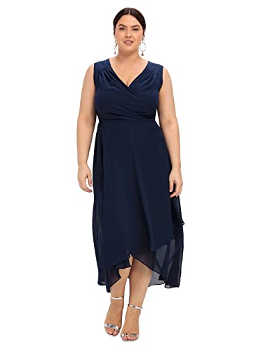 Sheego Damen Große Größen Chiffonkleid in Wickeloptik Abendkleid Abendmode elegant V-Ausschnitt - unifarben von Sheego