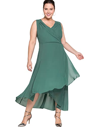 Sheego Damen Große Größen Chiffonkleid in Wickeloptik Abendkleid Abendmode elegant V-Ausschnitt - unifarben von Sheego