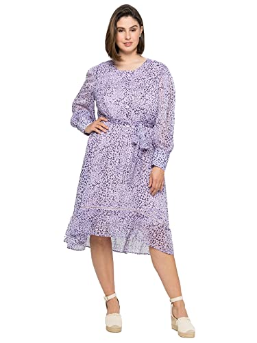 Sheego Damen Große Größen Chiffonkleid mit Alloverprint und Bindeband Chiffonkleid Citywear feminin Rundhals-Ausschnitt - Gemustert von Sheego