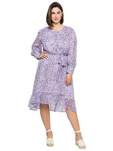 Sheego Damen Große Größen Chiffonkleid mit Alloverprint und Bindeband Citywear feminin Rundhals-Ausschnitt - von Sheego