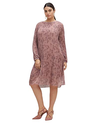 Sheego Damen Große Größen Chiffonkleid mit Plisseefalten, Blickdicht gefüttert Abendmode feminin Rundhals-Ausschnitt - von Sheego