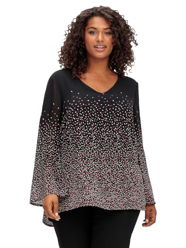 Sheego Damen Große Größen Chiffontunika mit Alloverprint, Blickdicht gefüttert Chiffontunika Citywear elegant V-Ausschnitt - Gemustert von Sheego