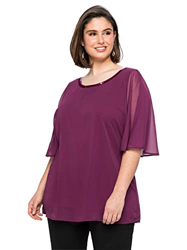 Sheego Damen Große Größen Chiffontunika mit Flügelärmeln und Innentop Chiffontunika Abendmode elegant Rundhals-Ausschnitt - unifarben von Sheego