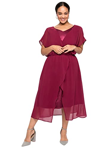 Sheego Damen Große Größen Cocktailkleid im 2-in-1-Look, in Wickeloptik Abendmode elegant V-Ausschnitt - von Sheego
