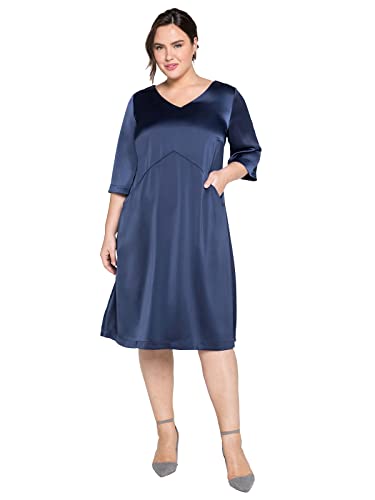 Sheego Damen Große Größen Cocktailkleid in weiter A-Linie Abendmode elegant V-Ausschnitt - von Sheego