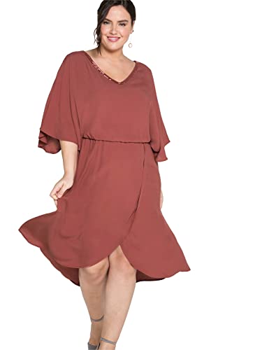 Sheego Damen Große Größen Cocktailkleid mit Rockteil in Wickeloptik Abendmode elegant V-Ausschnitt - von Sheego