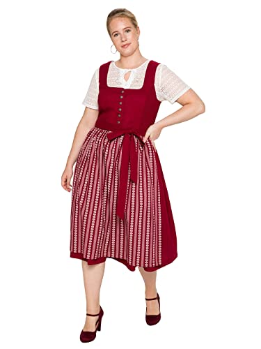 Sheego Damen Große Größen Dirndl, Bluse und Schürze in Midilänge, mit Spitzenbluse und Schürze Dirndl Oktoberfestmode klassisch Rundhals-Ausschnitt Knopfleiste unifarben von Sheego