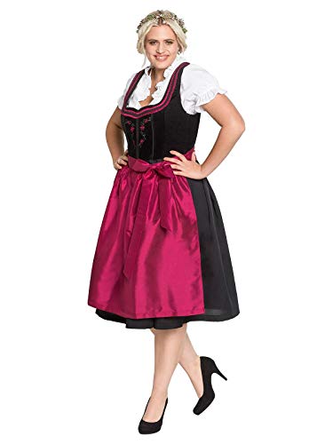 Sheego Damen Große Größen Dirndl mit Schürze und Bluse 3tlg. Dirndl Oktoberfestmode feminin Caree-Ausschnitt Rüschen unifarben von Sheego