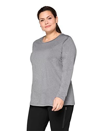 Sheego Damen Große Größen Funktions-Langarmshirt mit reflektierendem Rückendruck Langarmshirt Fitness sportlich Rundhals-Ausschnitt - unifarben von Sheego