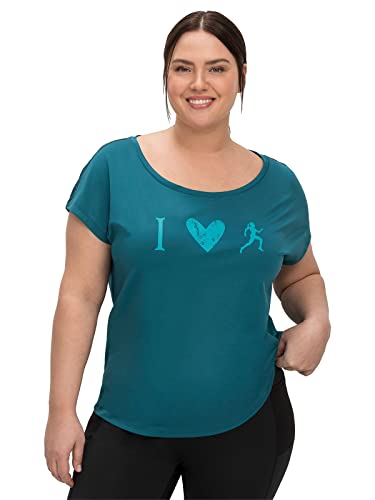 Sheego Damen Große Größen Funktionsshirt aus Funktionsmaterial, mit Frontprint T-Shirt Fitness sportlich Rundhals-Ausschnitt - Bedruckt von Sheego