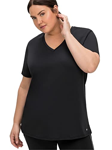 Sheego Damen Große Größen Funktionsshirt aus schnelltrocknendem Material Funktionsshirt Fitness sportlich V-Ausschnitt - unifarben von Sheego