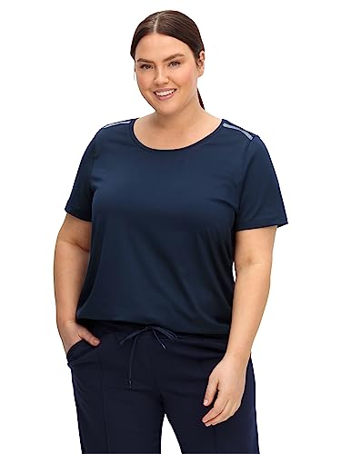 Sheego Damen Große Größen Funktionsshirt mit Mesh-Einsatz, schnelltrocknend Funktionsshirt Fitness sportlich Rundhals-Ausschnitt Mesh unifarben von Sheego