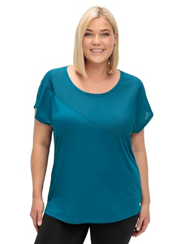 Sheego Damen Große Größen Funktionsshirt mit atmungsaktivem Mesh, in Oversize-Form Funktionsshirt Fitness sportlich Rundhals-Ausschnitt Mesh unifarben von Sheego