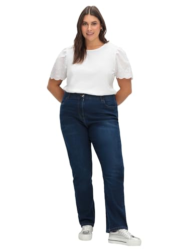 Sheego Damen Große Größen Gerade Jeans mit elastischem High-Waist-Bund Stretch-Jeans Freizeitmode sportlich - unifarben von Sheego