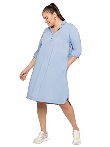 Sheego Damen Große Größen Hemdblusenkleid mit Reverskragen und seitlichen Taschen Blusenkleid Citywear klassisch V-Ausschnitt - unifarben von Sheego