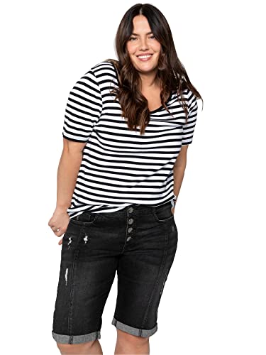 Sheego Damen Große Größen Jeans-Bermudas mit Stretch-Anteil Jeansbermudas Freizeitmode sportlich Knopfleiste unifarben von Sheego