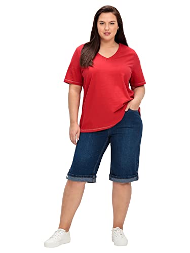 Sheego Damen Große Größen Jeans-Bermudas mit fixierbarem Aufschlag Jeansbermudas Freizeitmode sportlich - unifarben von Sheego