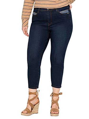 Sheego Damen Große Größen Jeans in 7/8-Länge, mit Stickerei vorn Stretch-Jeans Citywear feminin Stickerei unifarben von Sheego