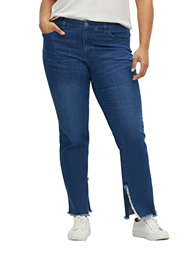 Sheego Damen Große Größen Jeans mit Fransendetails am Saum Gerade Jeans Freizeitmode sportlich - unifarben von Sheego