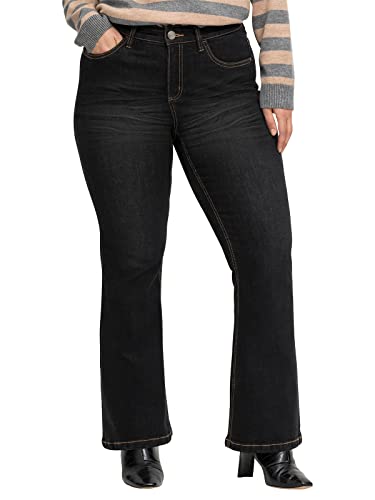 Sheego Damen Große Größen Jeans mit Used-Effekten, extralang Bootcut-Jeans Freizeitmode sportlich - unifarben von Sheego