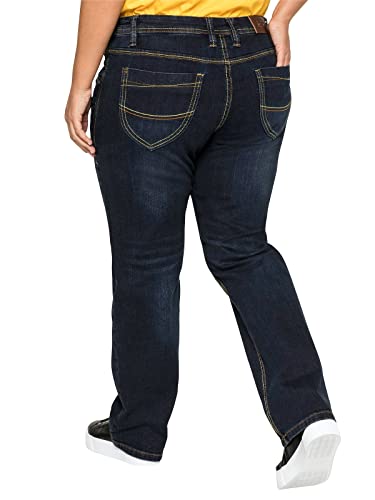 Sheego Damen Große Größen Jeans mit gerader Beinform, individuelle Used-Effekte Stretch-Jeans Freizeitmode sportlich - unifarben von Sheego