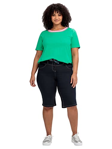 Sheego Damen Große Größen Jeansbermudas aus elastischem Twill, mit Kontrast-Band Bermudas Freizeitmode sportlich - unifarben von Sheego