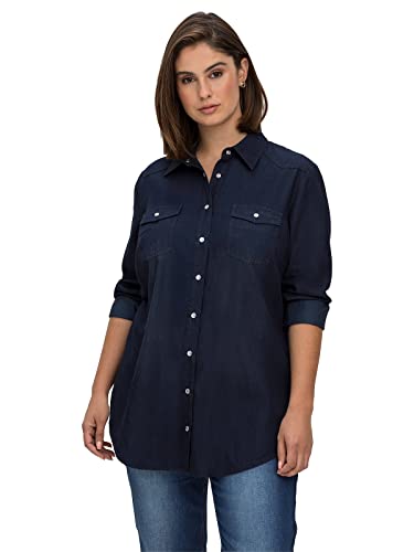 Sheego Damen Große Größen Jeansbluse mit Knopfleiste und Brusttaschen Basicmode sportlich - von Sheego