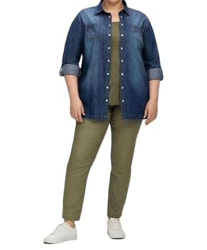 Sheego Damen Große Größen Jeansbluse mit krempelbaren Ärmeln Freizeitmode sportlich - von Sheego