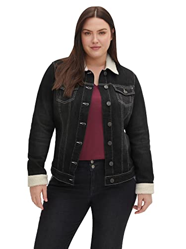 Sheego Damen Große Größen Jeansjacke mit Fellimitat an Kragen und Ärmeln Freizeitmode trendig - von Sheego