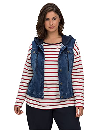 Sheego Damen Große Größen Jeansweste mit Sweatkapuze, in taillierter Form Freizeitmode sportlich - von Sheego