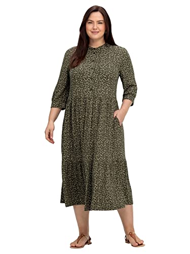 Sheego Damen Große Größen Jerseykleid im Millefleursprint, mit Stufenvolant Citywear feminin Rundhals-Ausschnitt Raffung von Sheego