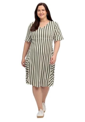 Sheego Damen Große Größen Jerseykleid im Streifen-Design, mit V-Ausschnitt Freizeitmode sportlich V-Ausschnitt - von Sheego