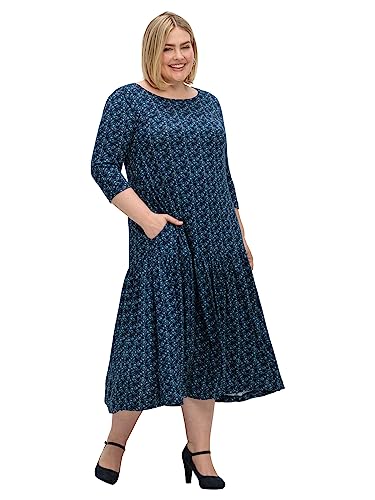 Sheego Damen Große Größen Jerseykleid in A-Linie, mit Blumenprint Jerseykleid Citywear feminin Rundhals-Ausschnitt - Gemustert von Sheego