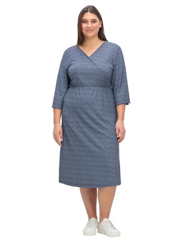 Sheego Damen Große Größen Jerseykleid in Wickeloptik, mit Minimalprint Jerseykleid Citywear feminin V-Ausschnitt - Gemustert von Sheego