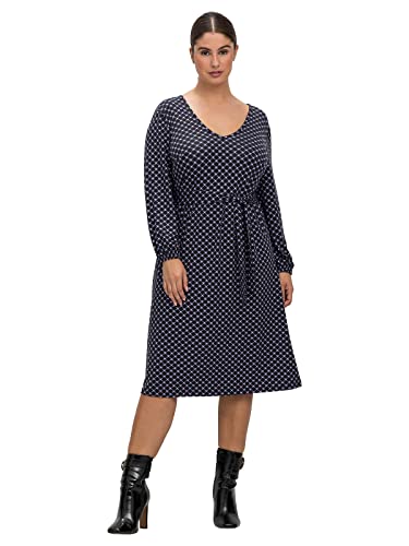 Sheego Damen Große Größen Jerseykleid mit Alloverprint Citywear feminin V-Ausschnitt - von Sheego