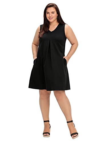 Sheego Damen Große Größen Jerseykleid mit Taschen, in A-Linie Jerseykleid Freizeitmode feminin V-Ausschnitt - unifarben von Sheego