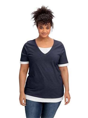 Sheego Damen Große Größen Jerseyshirt in 2-in-1-Optik, mit V-Ausschnitt 2-in-1-Shirt Freizeitmode sportlich Rundhals-Ausschnitt - unifarben von Sheego